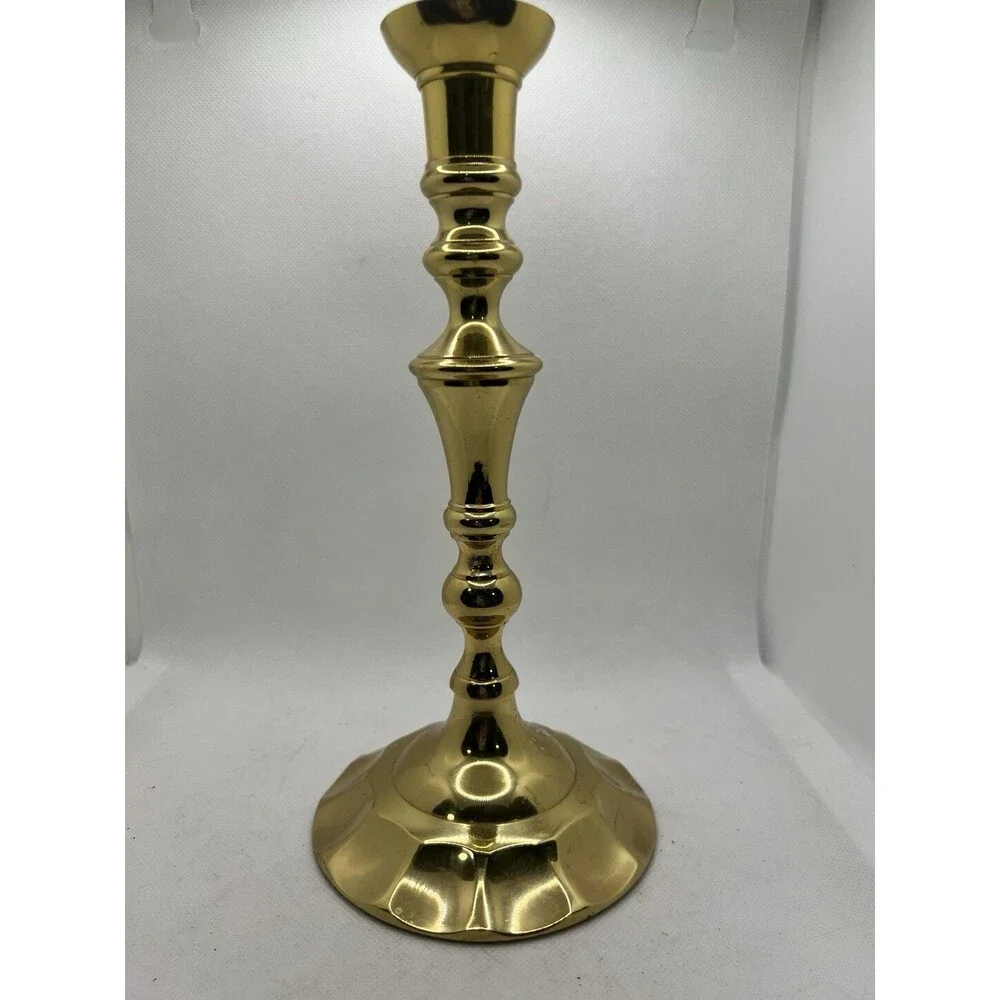 Single Polished Brass Candlestick Candle Holder 8.5